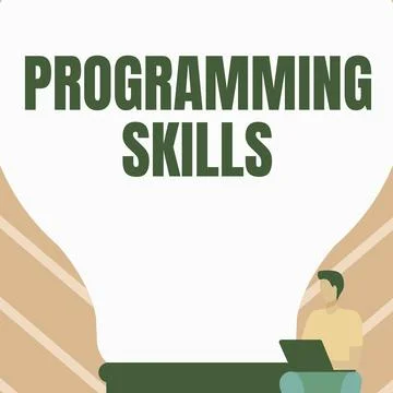 Writing displaying text Programming Skills. Business idea skills vital to write 스톡 일러스트