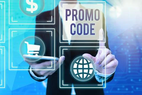 Writing displaying text Promo Code. Concept meaning letters or numbers that Stock Photos