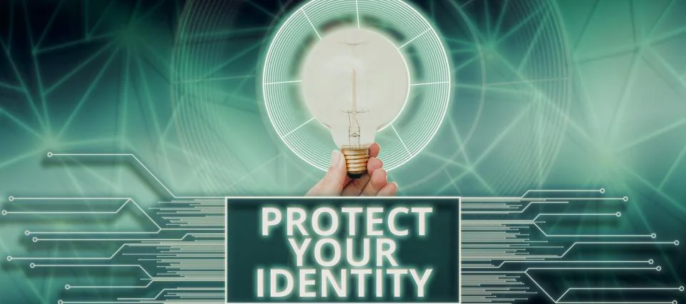 Writing displaying text Protect Your Identity. Word Written on secure from data Stock Photos