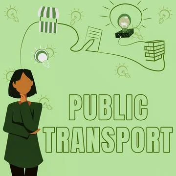 Writing displaying text Public Transport. Word for transport of passengers by Stock Illustration