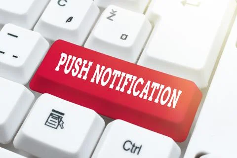 Writing displaying text Push Notification. Internet Concept automated message Stock Photos