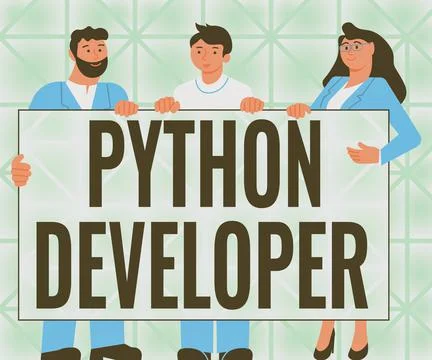 Writing displaying text Python Developer. Business showcase responsible for Stock Illustration