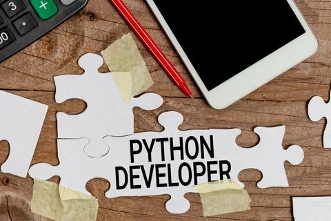 Writing displaying text Python Developer. Business concept responsible for Stock Photos