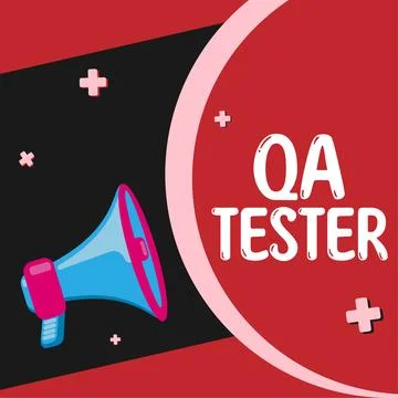 Writing displaying text Qa Tester. Internet Concept Quality assurance of an on Stock Illustration