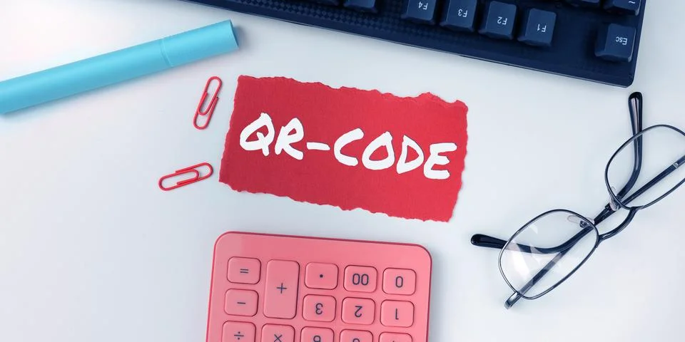 Writing displaying text Qr Code. Word for the trademark for a type of matrix Foto stock