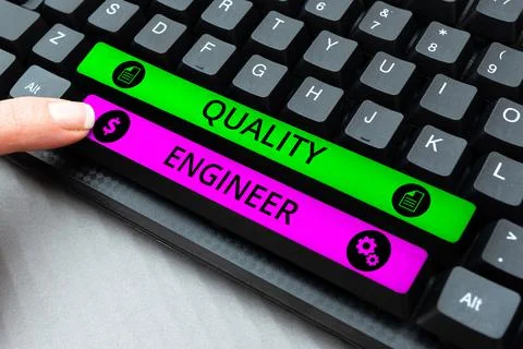 Writing displaying text Quality Engineer. Business showcase findings of the Stock-Fotos