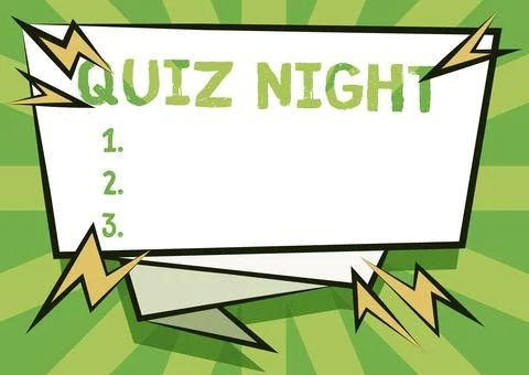 Writing displaying text Quiz Night. Business showcase evening test knowledge Illustrazione stock