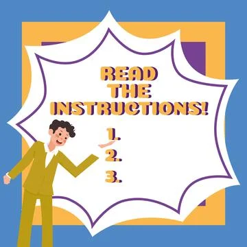 Writing displaying text Read The Instructions. Business overview carefully read Stock Illustration