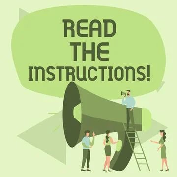 Writing displaying text Read The Instructions. Word Written on carefully read Stock Illustration