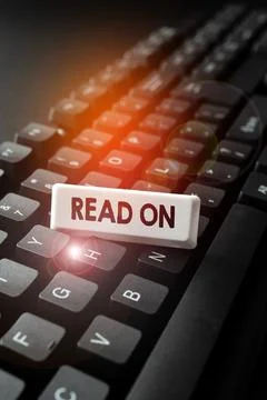Writing displaying text Read On. Internet Concept spend time reading in order to Stock Photos