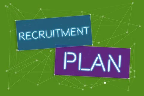 Writing displaying text Recruitment Plansaving money in order to use it when you 스톡 일러스트