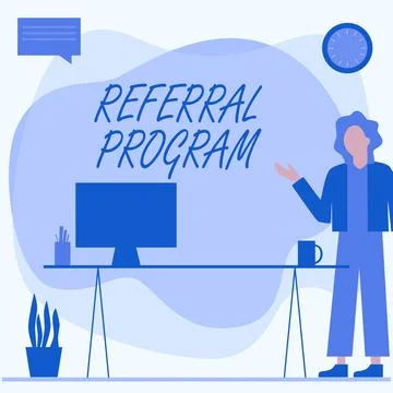 Writing displaying text Referral Program. Word for sending own patient to 스톡 일러스트