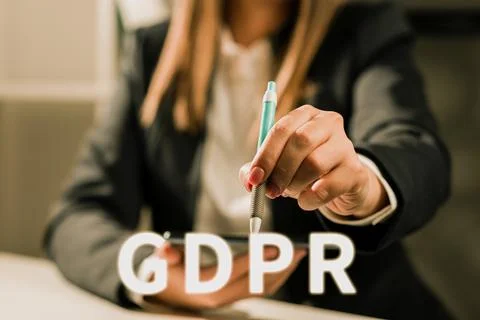 Writing displaying text Regulation in EU law on data protection and privacy L 库存照片