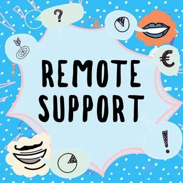 Writing displaying text Remote Support. Concept meaning help end-users to solve Stockillustratie
