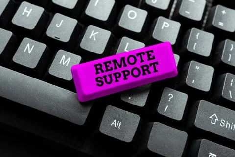 Writing displaying text Remote Support. Word for help endusers to solve computer Stock Photos