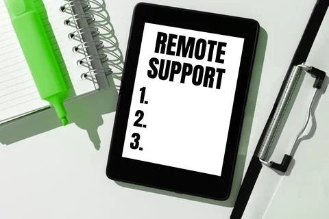 Writing displaying text Remote Support. Business showcase help end-users to 写真素材