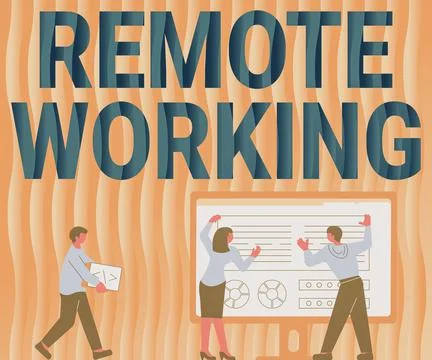 Writing displaying text Remote Working. Internet Concept situation in which an イラスト素材