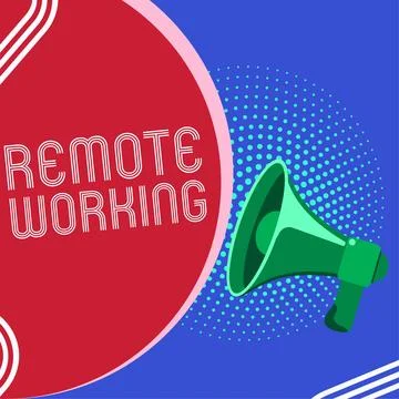 Writing displaying text Remote Working. Business approach situation in which an Illustrazione stock