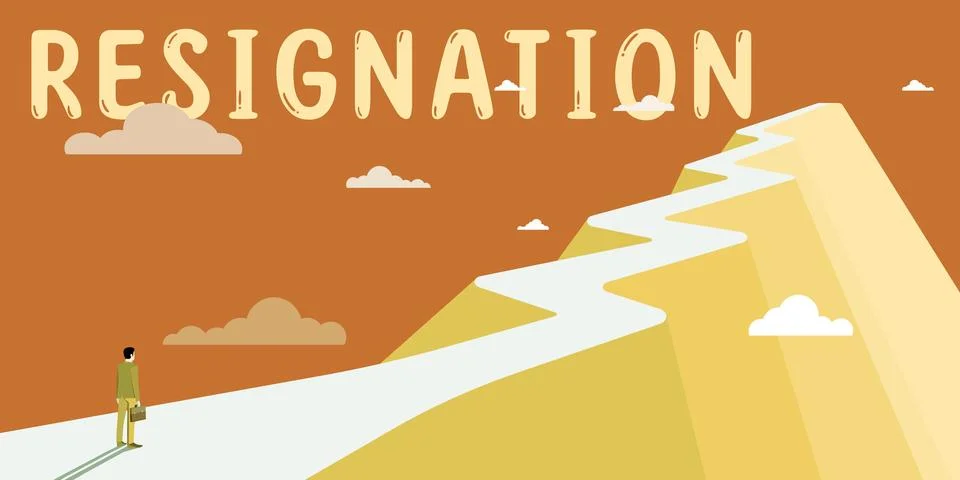 Writing displaying text Resignation. Concept meaning act of giving up working Illustrazione stock