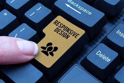 Writing displaying text Responsive Design. Business showcase web page creation 库存照片