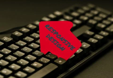 Writing displaying text Responsive Design. Business overview web page creation 库存照片