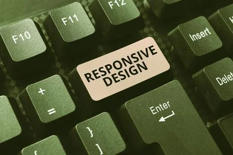 Writing displaying text Responsive Design. Business showcase web page creation Foto stock