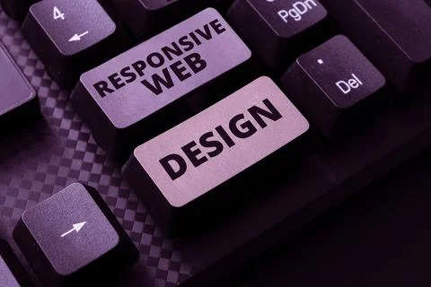 Writing displaying text Responsive Web Design. Word Written on web page creation Stock-Fotos