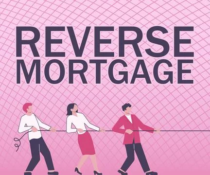 Writing displaying text Reverse Mortgageloan for seniors age above sixties and Ilustração Stock