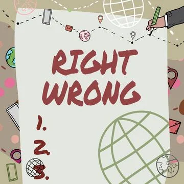 Writing displaying text Right Wrong. Internet Concept choose between two Illustrazione stock
