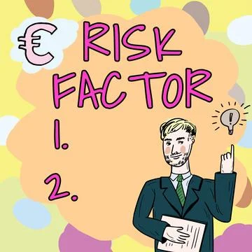 Writing displaying text Risk Factor. Business concept Something that rises the Illustrazione stock
