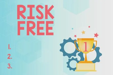 Writing displaying text Risk Free. Business overview used to describe something Illustrazione stock