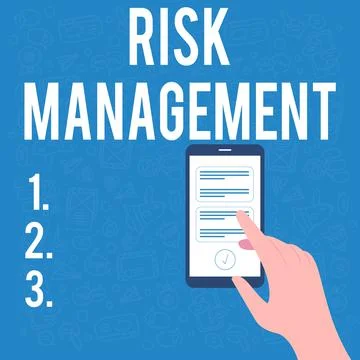 Writing displaying text Risk Management. Word for evaluation of financial Illustrazione stock