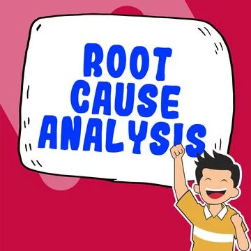 Writing displaying text Root Cause Analysis. Business overview Method of Problem Stock Illustration