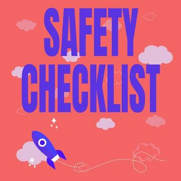 Writing displaying text Safety Checklist. Business overview list of items you Stock Illustration