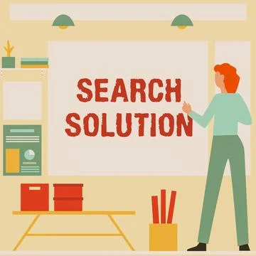 Writing displaying text Search Solution. Word Written on an action or process of Stock Illustration