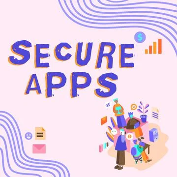 Writing displaying text Secure Apps. Conceptual photo protect the device and its Stock Illustration