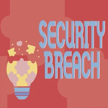 Writing displaying text Security Breach. Business idea any incident that results イラスト素材
