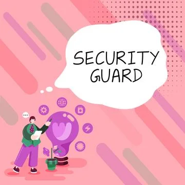 Writing displaying text Security Guard. Word Written on tools used to manage Ilustração Stock