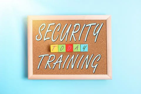 Writing displaying text Security Training. Business showcase providing security Stockfoto's