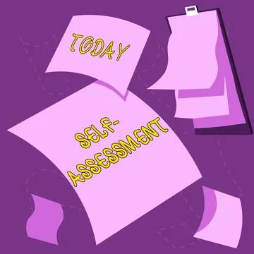 Writing displaying text Self Assessment. Business concept Pride and confidence Stock Illustration