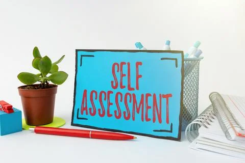 Writing displaying text Self Assessment. Business idea evaluation of oneself or Stock Photos