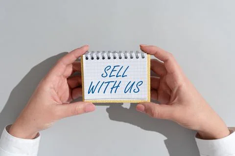 Writing displaying text Sell With Us. Conceptual photo Online selling platform Stock Photos