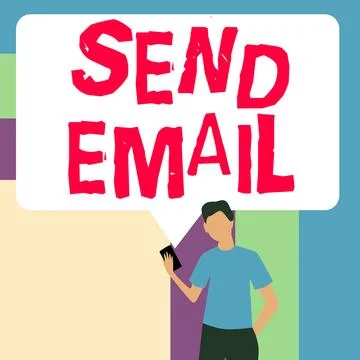Writing displaying text Send Email. Word Written on the system for using Ilustração Stock
