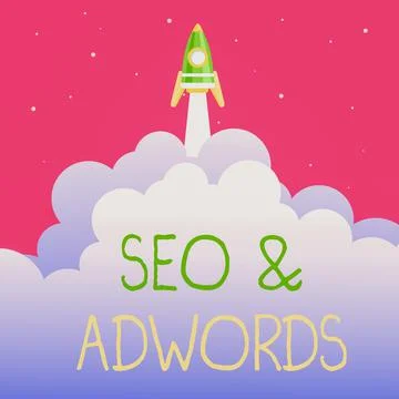 Writing displaying text Seo And Adwords. Word for they are main tools components Stock-Illustration