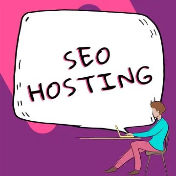 Writing displaying text Seo Hosting. Business concept building website in a way Ilustración de archivo