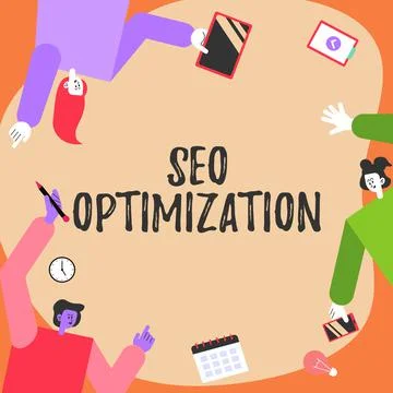 Writing displaying text Seo Optimization. Word for process of affecting online イラスト素材