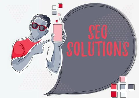 Writing displaying text Seo Solutions. Business concept Search Engine Result Illustrazione stock