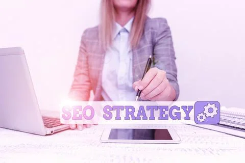 Writing displaying text Seo Strategy. Conceptual photo Techniques and tactics to 写真素材