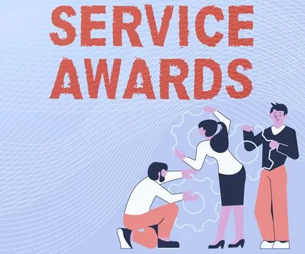 Writing displaying text Service Awards. Business showcase Recognizing an Stock Illustration