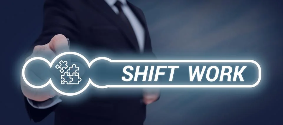 Writing displaying text Shift Work. Business concept work comprising periods in Stock Photos